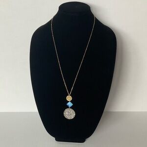 Panacea Beaded Circle Stone Pendant Necklace
